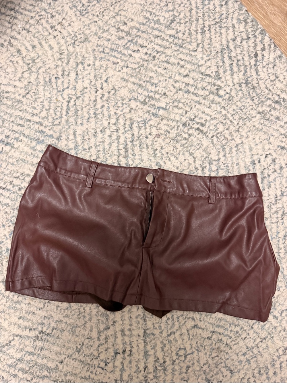 Women's Faux Leather Burgundy Skort